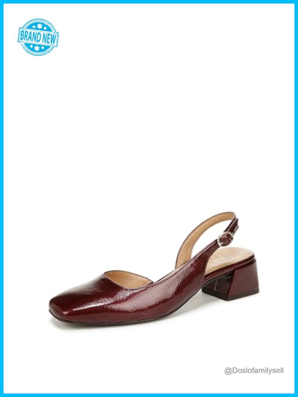 Women's Block Heel Slingback Pump Square Toe Dress Shoes